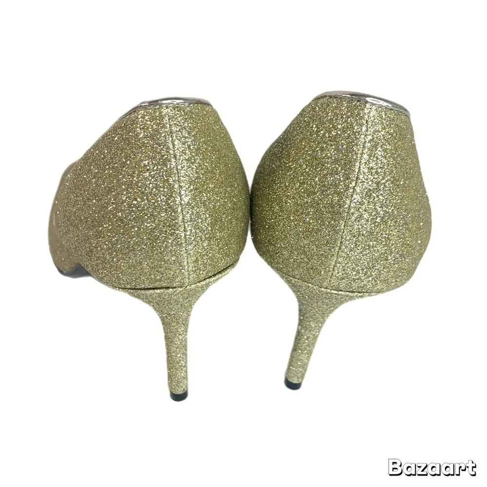Nina New York  Women  Peep Toe Shoes Plating Baby Girl Gold Glitter  Sz 10